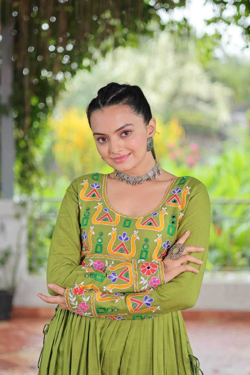 Reyon Cotton Long Embroidered Navratri Kurti - MYLUXURY LANE ENTERPRISE